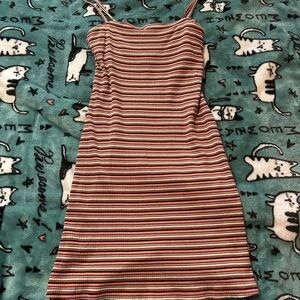 Hollister Strappy Ribbed Mini Dress in Red, Pink & White